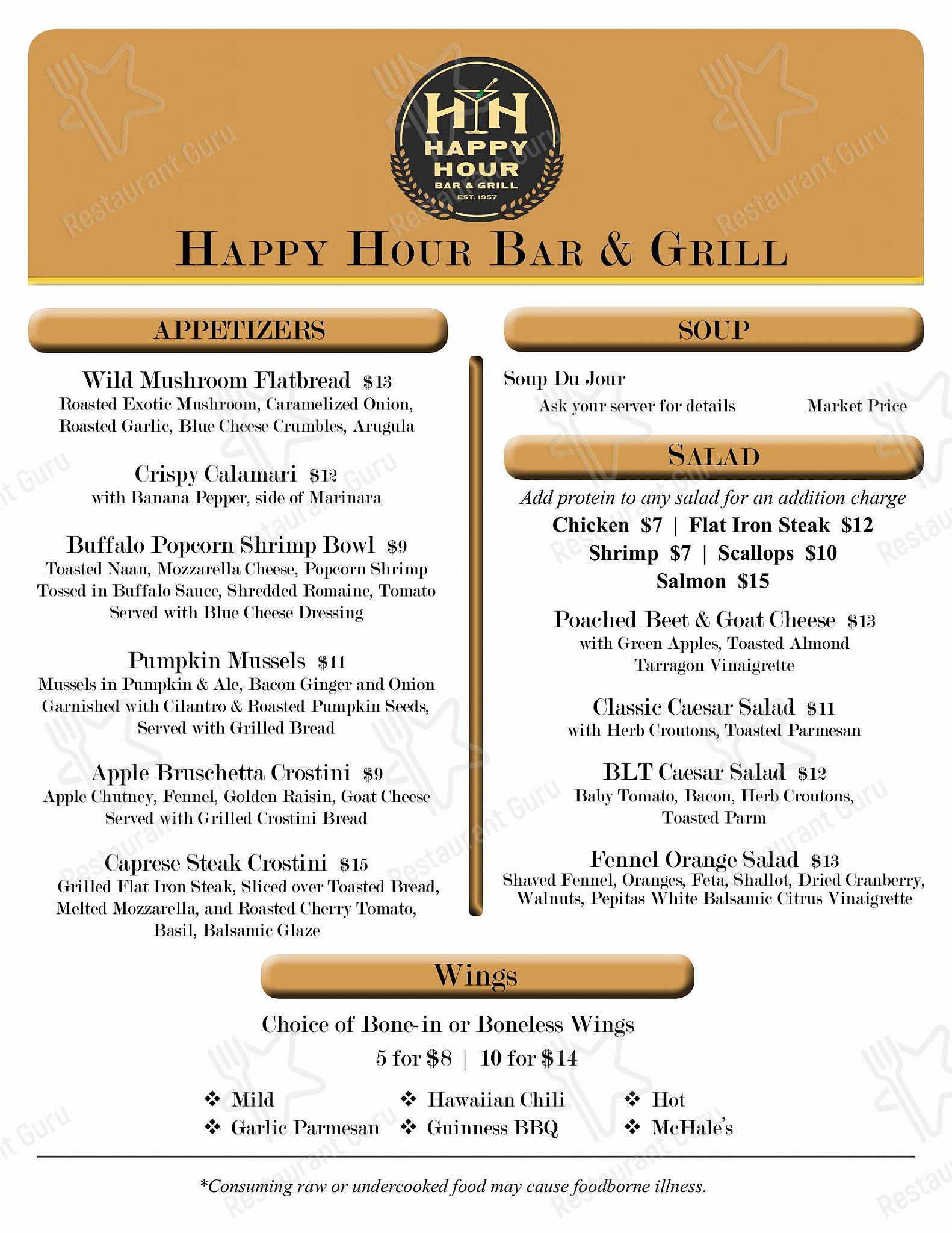 Menu at Happy Hour Bar and Grill, Stroudsburg