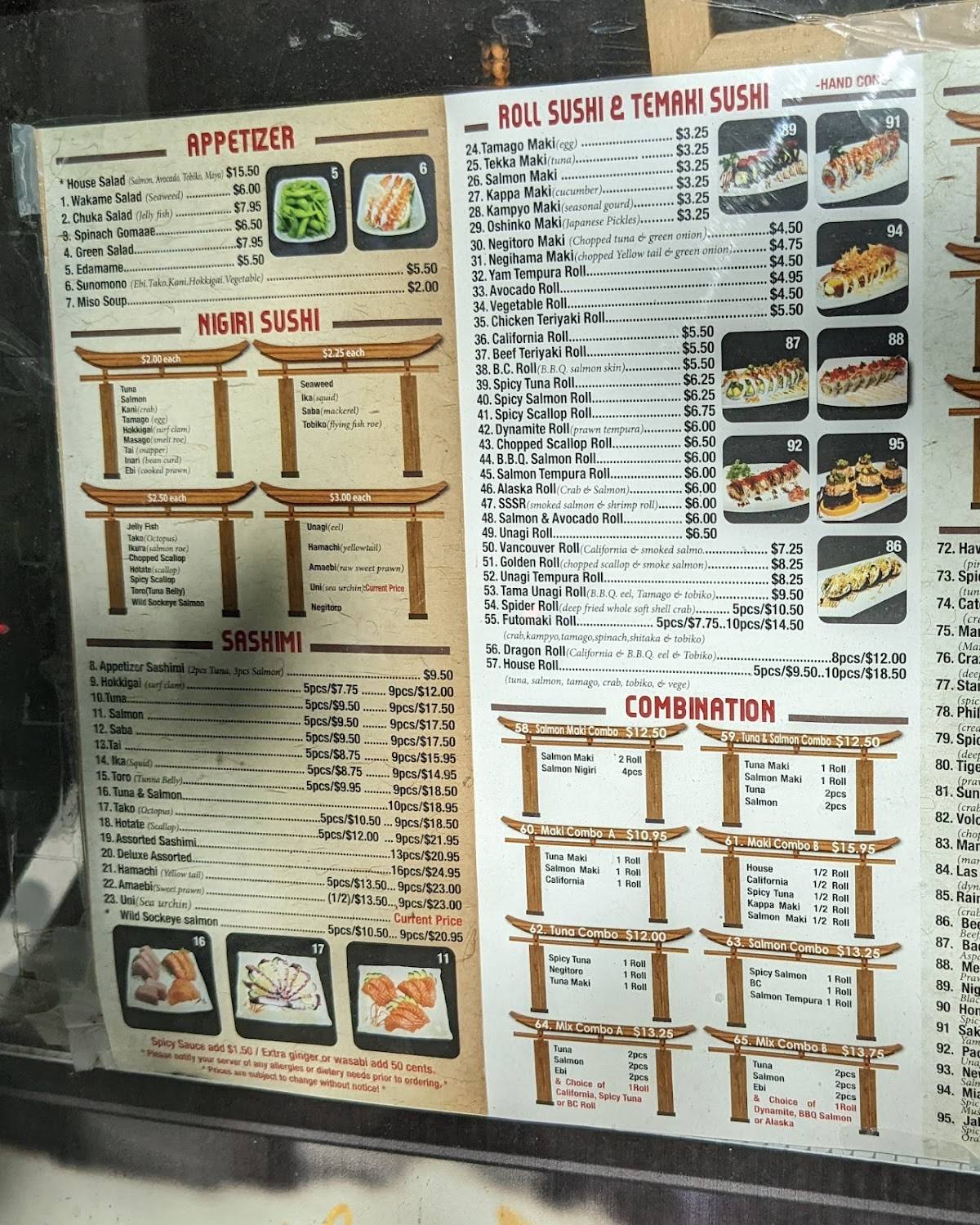 Menu At Sushi King House Restaurant Vancouver Granville St