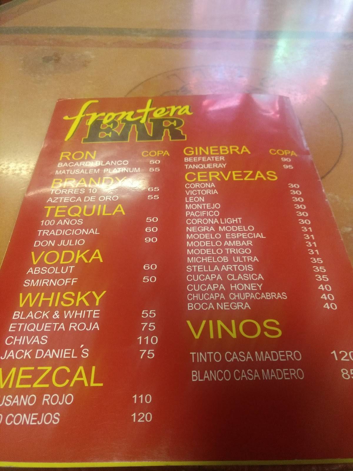 Carta del restaurante Taquitos Frontera Grill, Ciudad del México, esquina