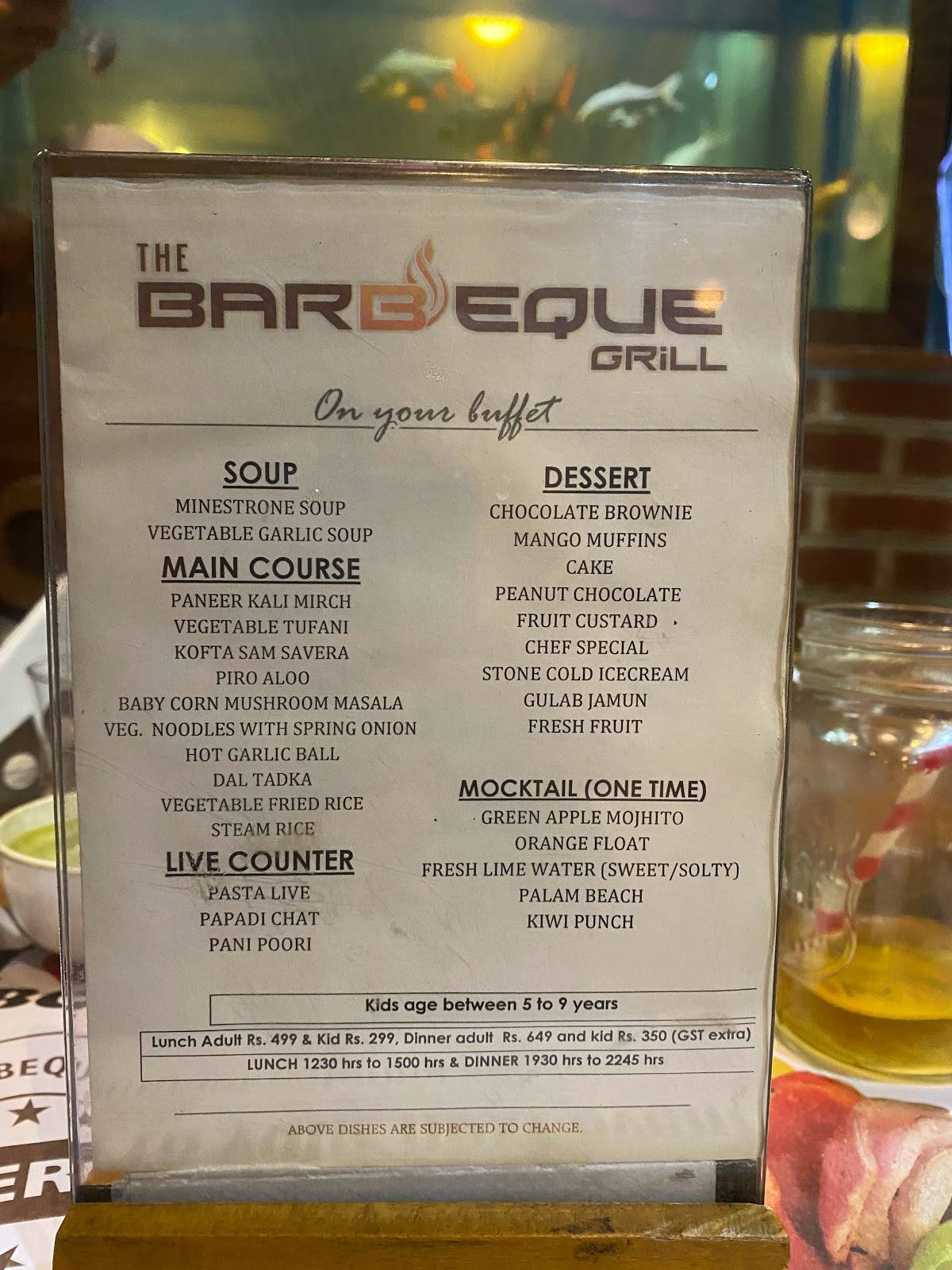 Menu at The Barbeque Grill, Vadodara, 3rd Floor