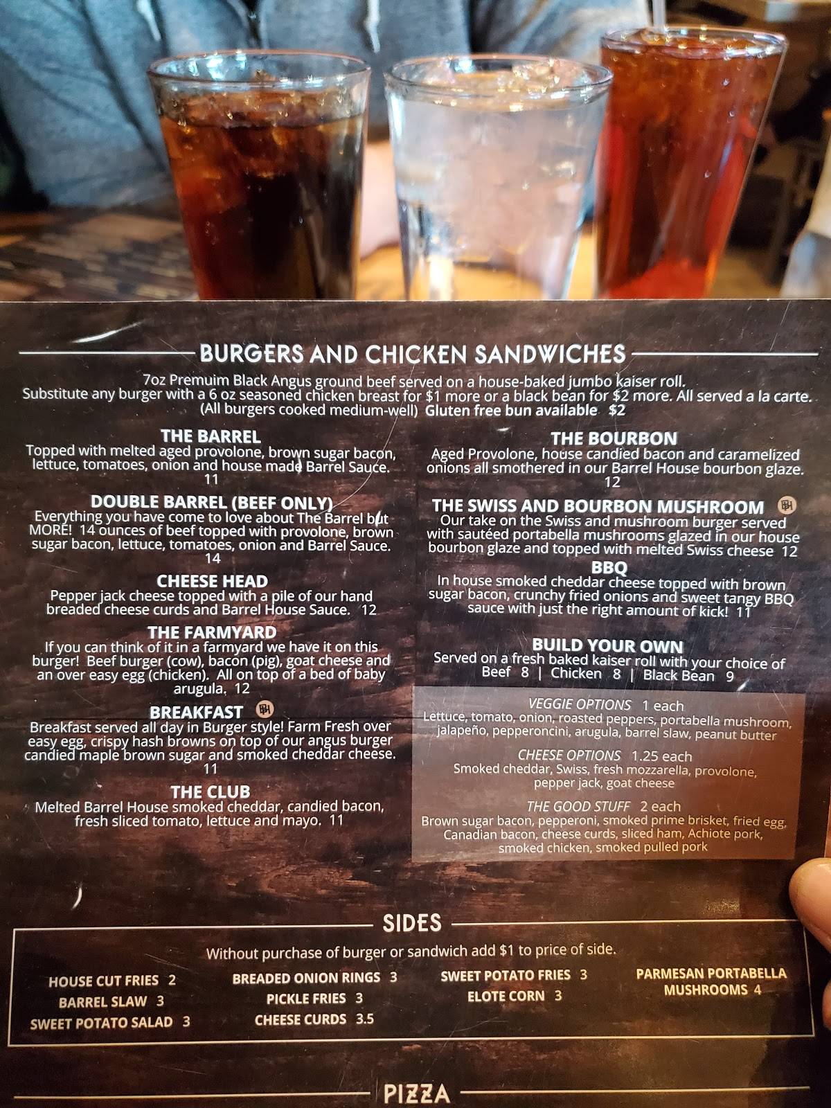 Menu at The Barrel House, Sioux Falls