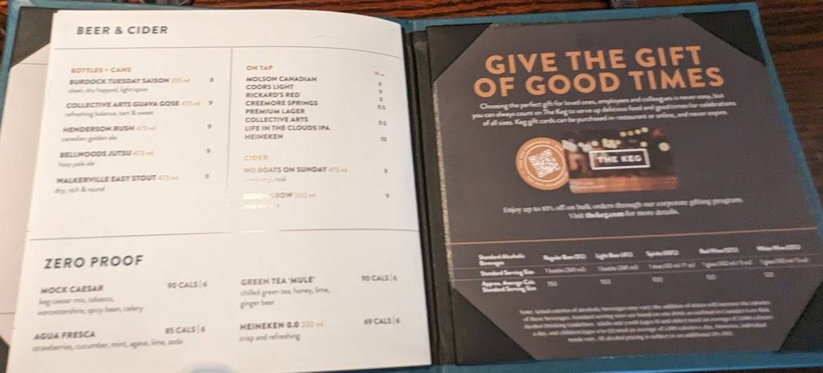 Menu at The Keg Steakhouse + Bar Brantford, Brantford