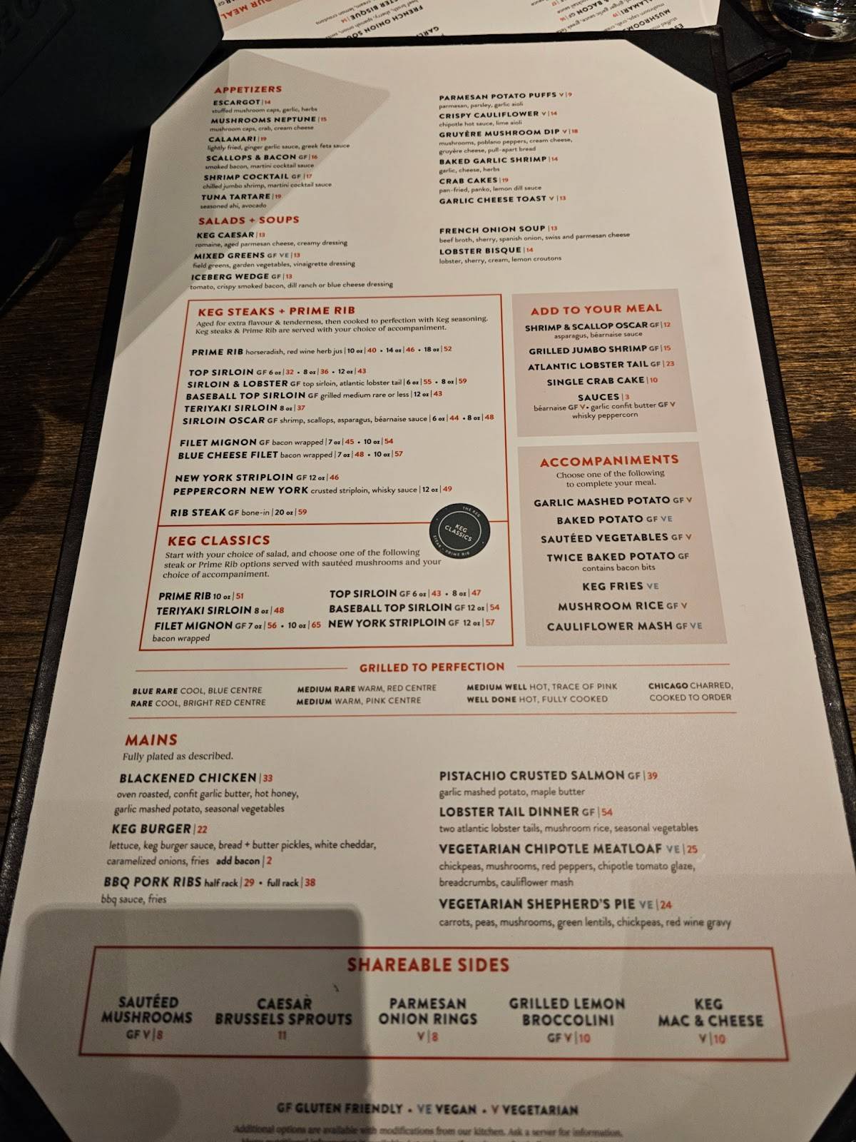 Menu at The Keg Steakhouse + Bar Saanich, Victoria, Quadra St