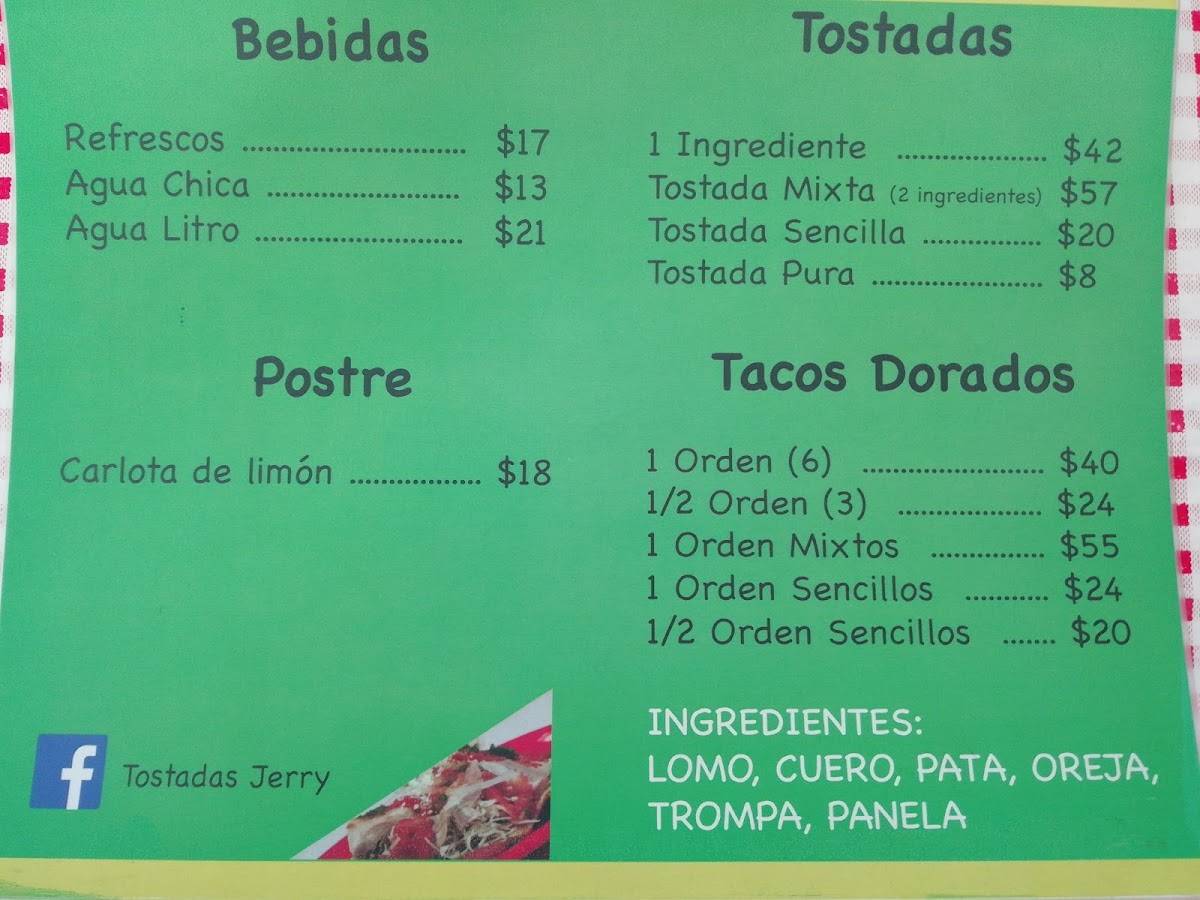 Carta Del Restaurante Tostadas Jerry Colima