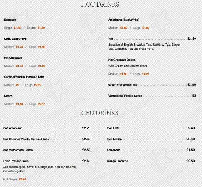 Viet Cafe menu