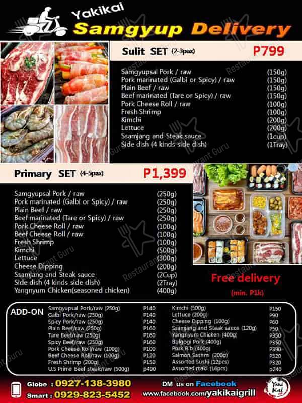 Menu at Yakikai Unli Grill restaurant, Quezon City