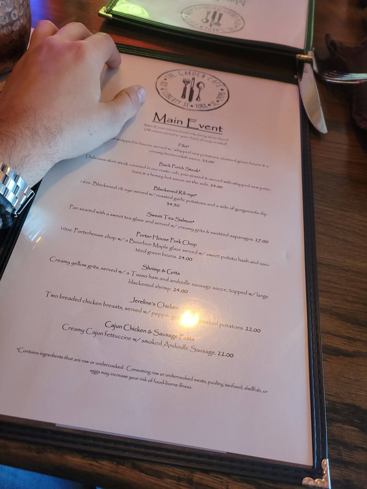 Menu at Garden Cafe, York