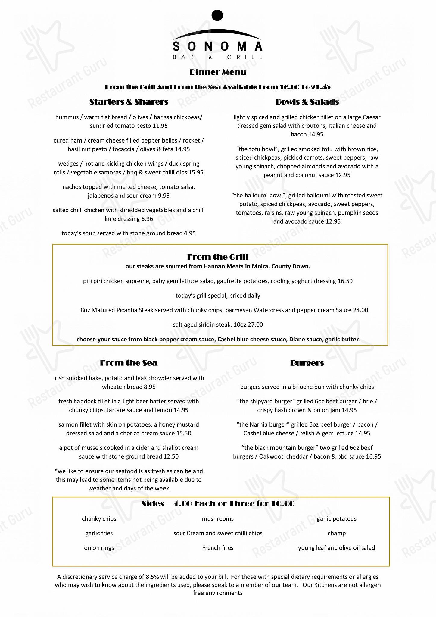 Menu at Riverside Restaurant & Bar, Belfast