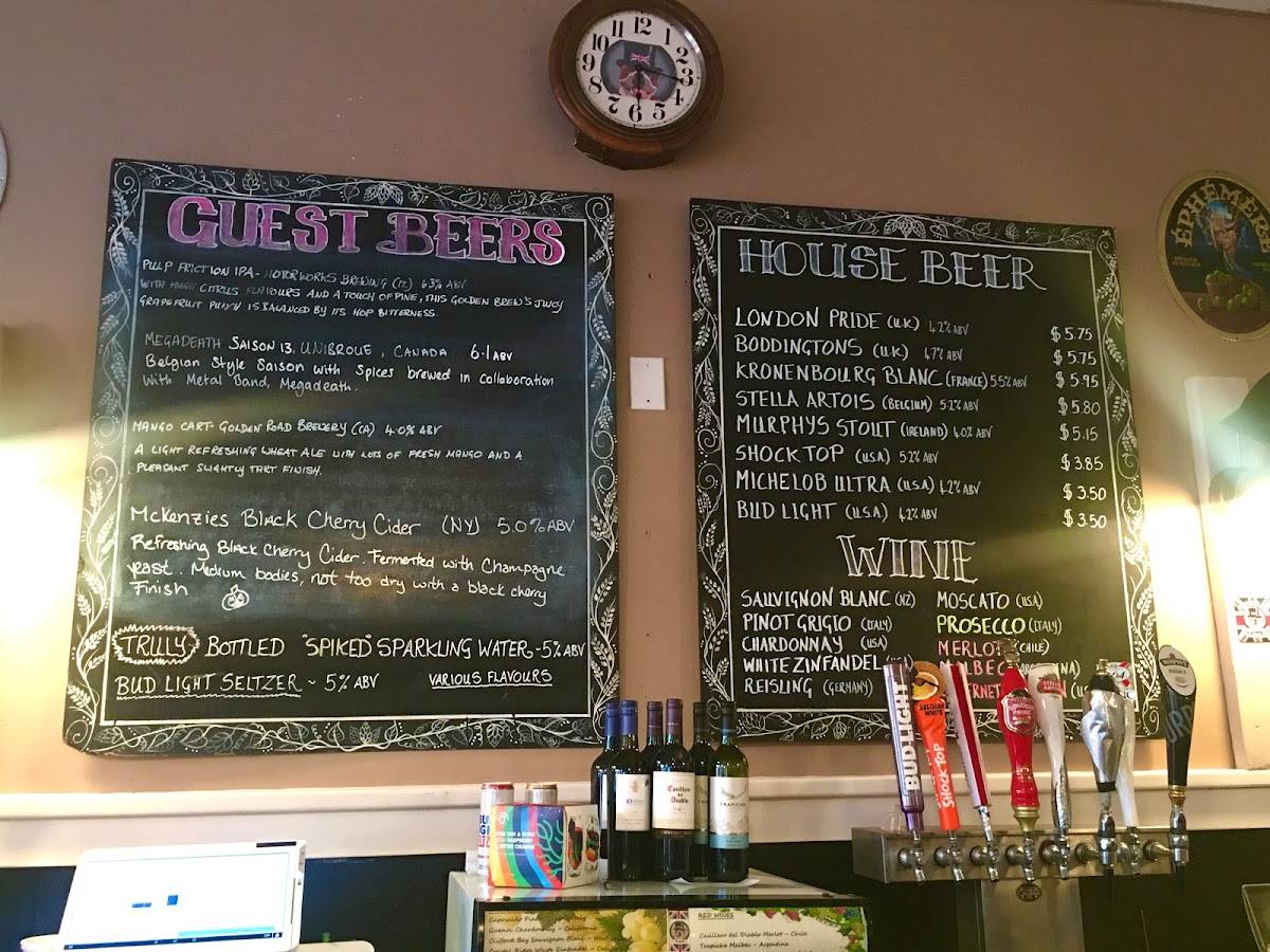 Menu at Archie's British Restaurant, Melbourne