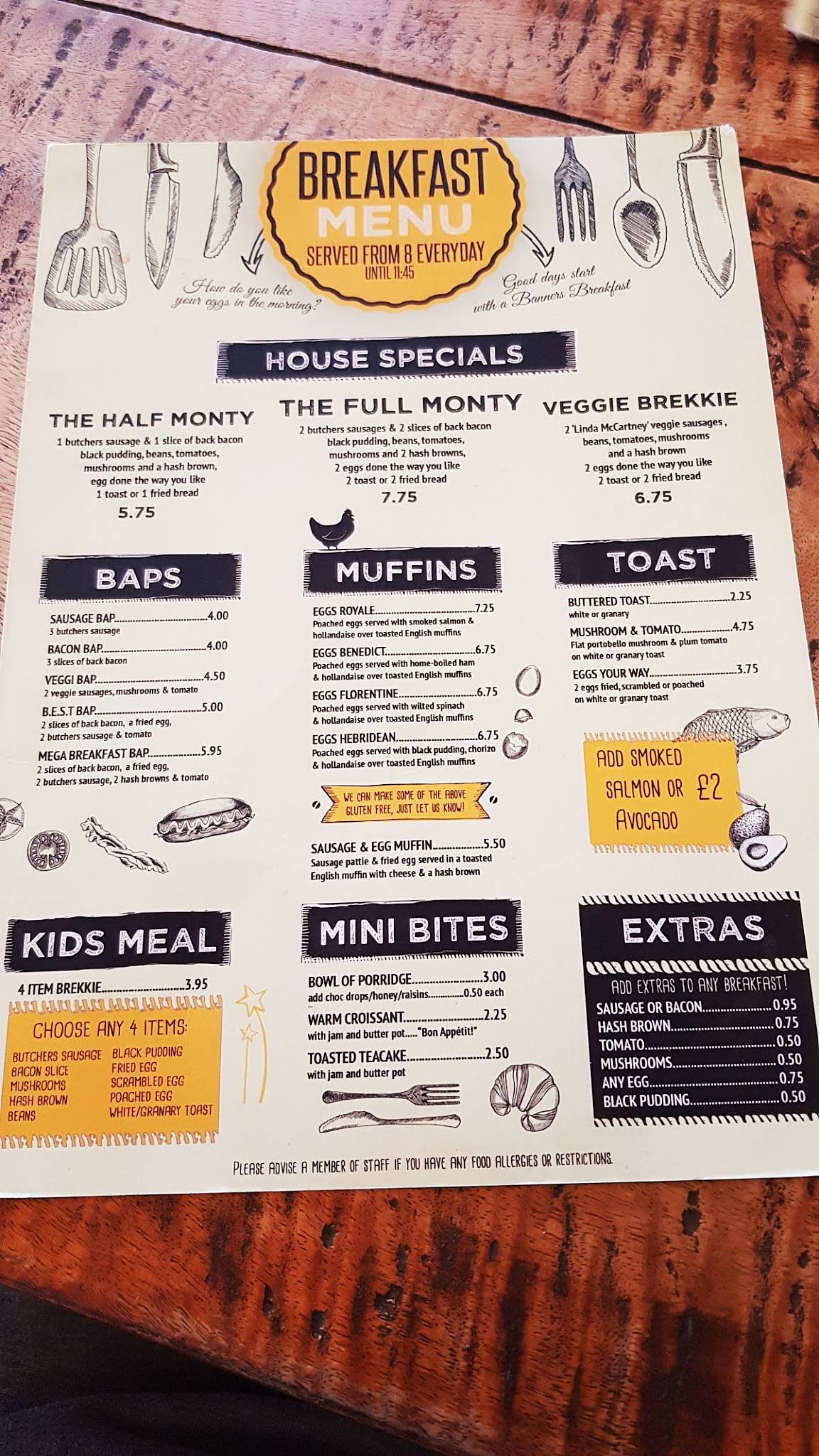 Menu at Banners Restaurant, Bromsgrove, 12 Finstall Rd