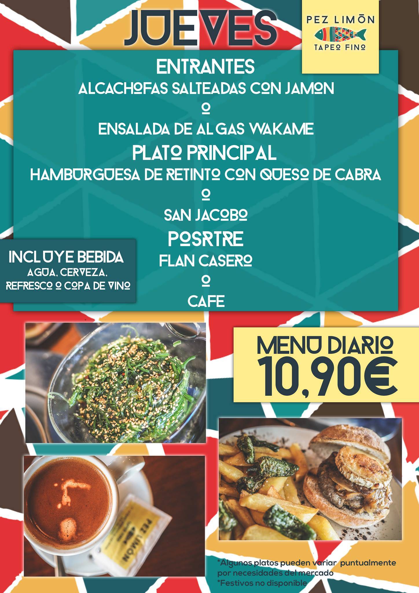 Carta de Bar Restaurante Pez Limón El Puerto de Santa María