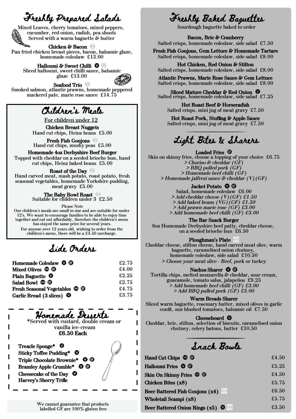 Menu at Black Boy Inn, Heage pub & bar, Heage