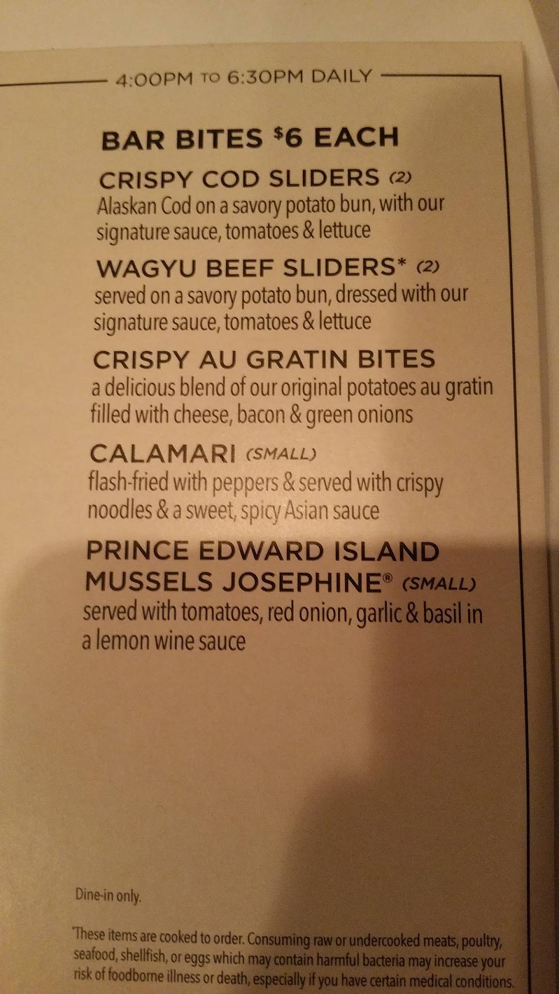 Menu at Bonefish Grill restaurant, East Brunswick, 335 NJ18