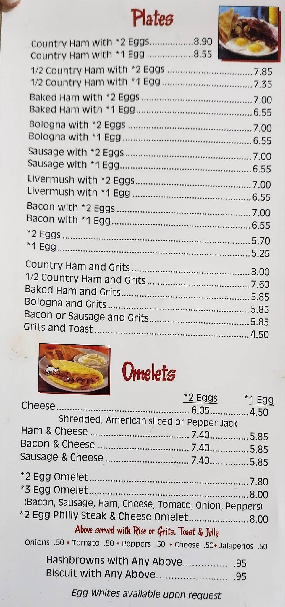 Menu at Breakfast Nook restaurant, Albemarle