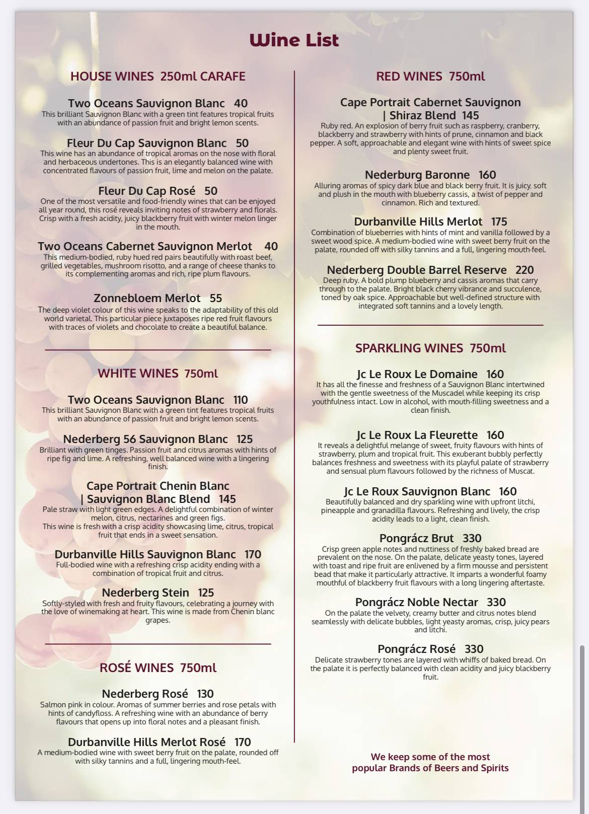 Menu at Lakeside Cafe Coffee PMB, Pietermaritzburg