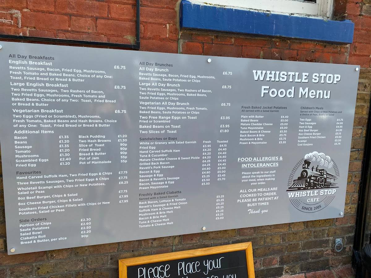 Menu at The Whistlestop Cafe, Woodbridge