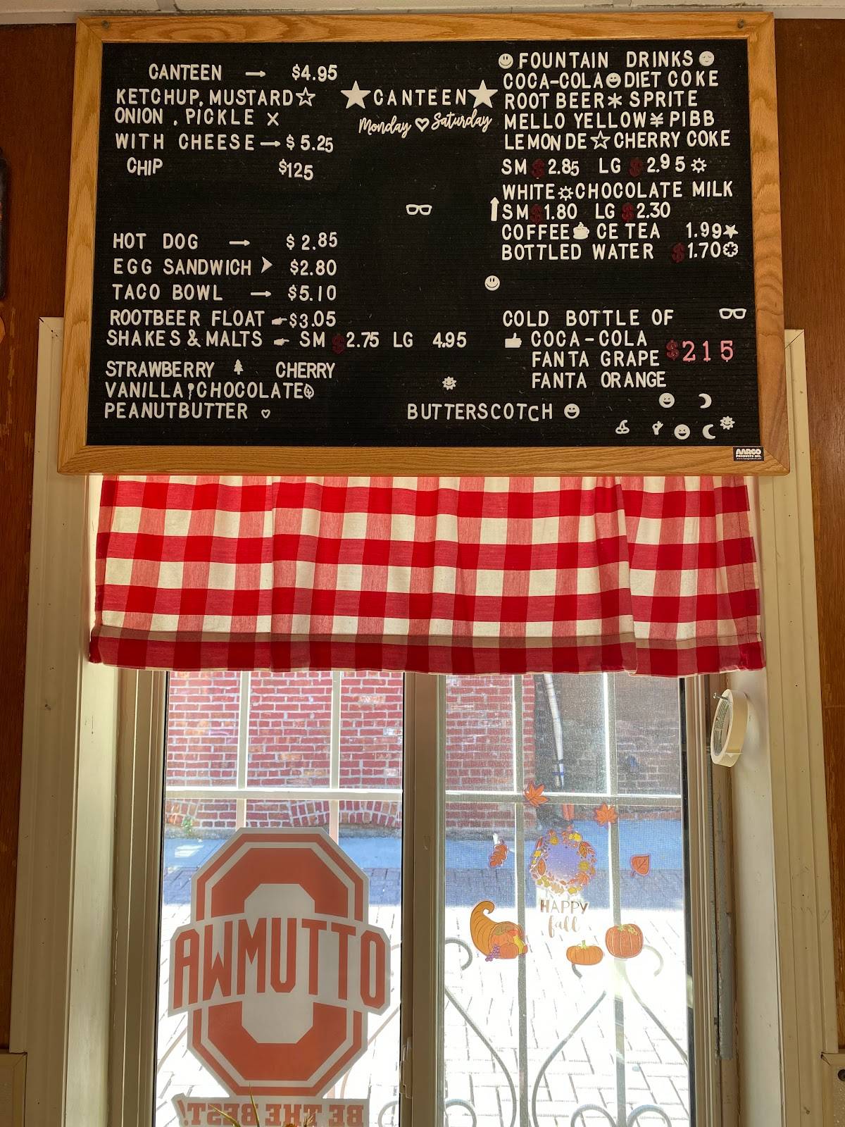 Menu at Canteen Lunch in the Alley restaurant, Ottumwa