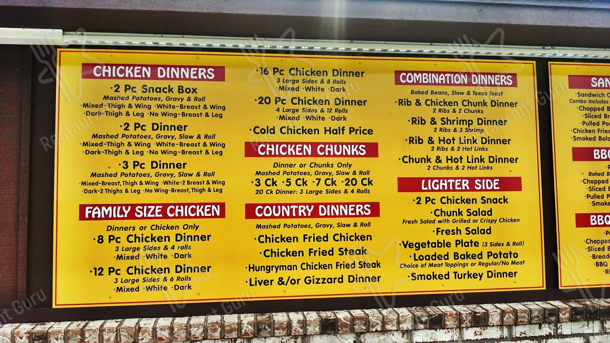 Charlie's Chicken & Barbecue menu