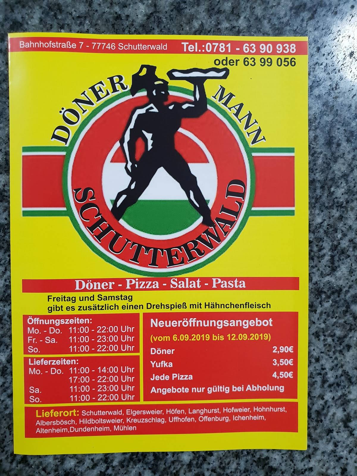 Speisekarte von Döner Mann Kebabhaus, Schutterwald