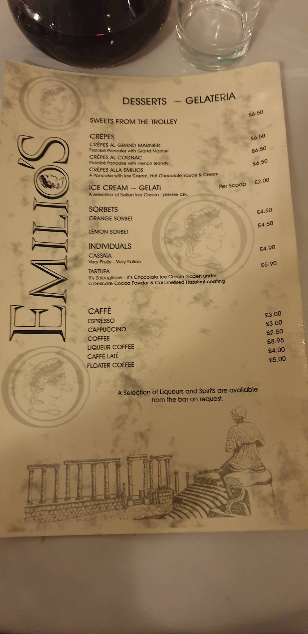 Menu At Emilios Italian Restaurant Doncaster