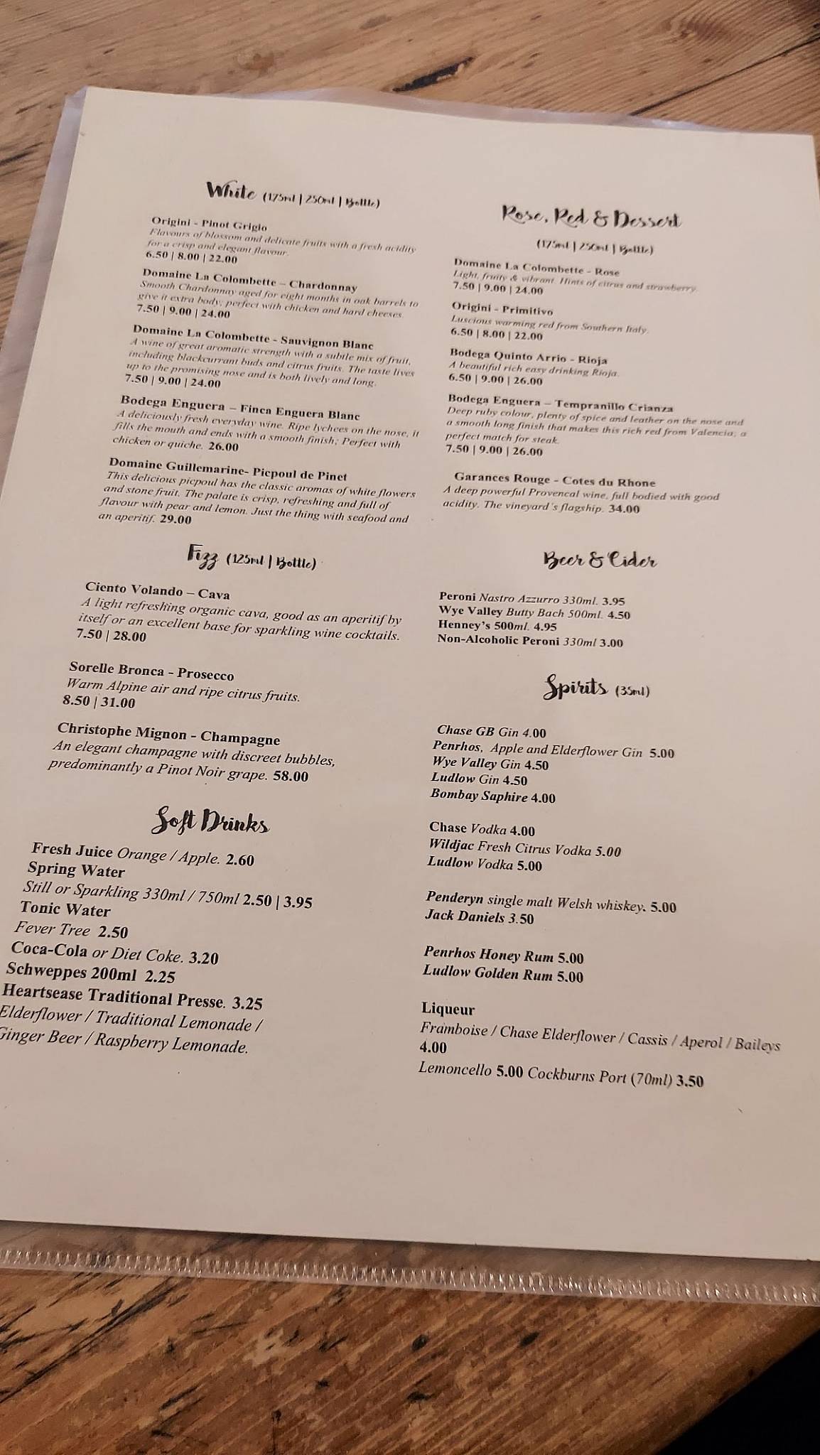 Menu at La Madeleine restaurant, Hereford