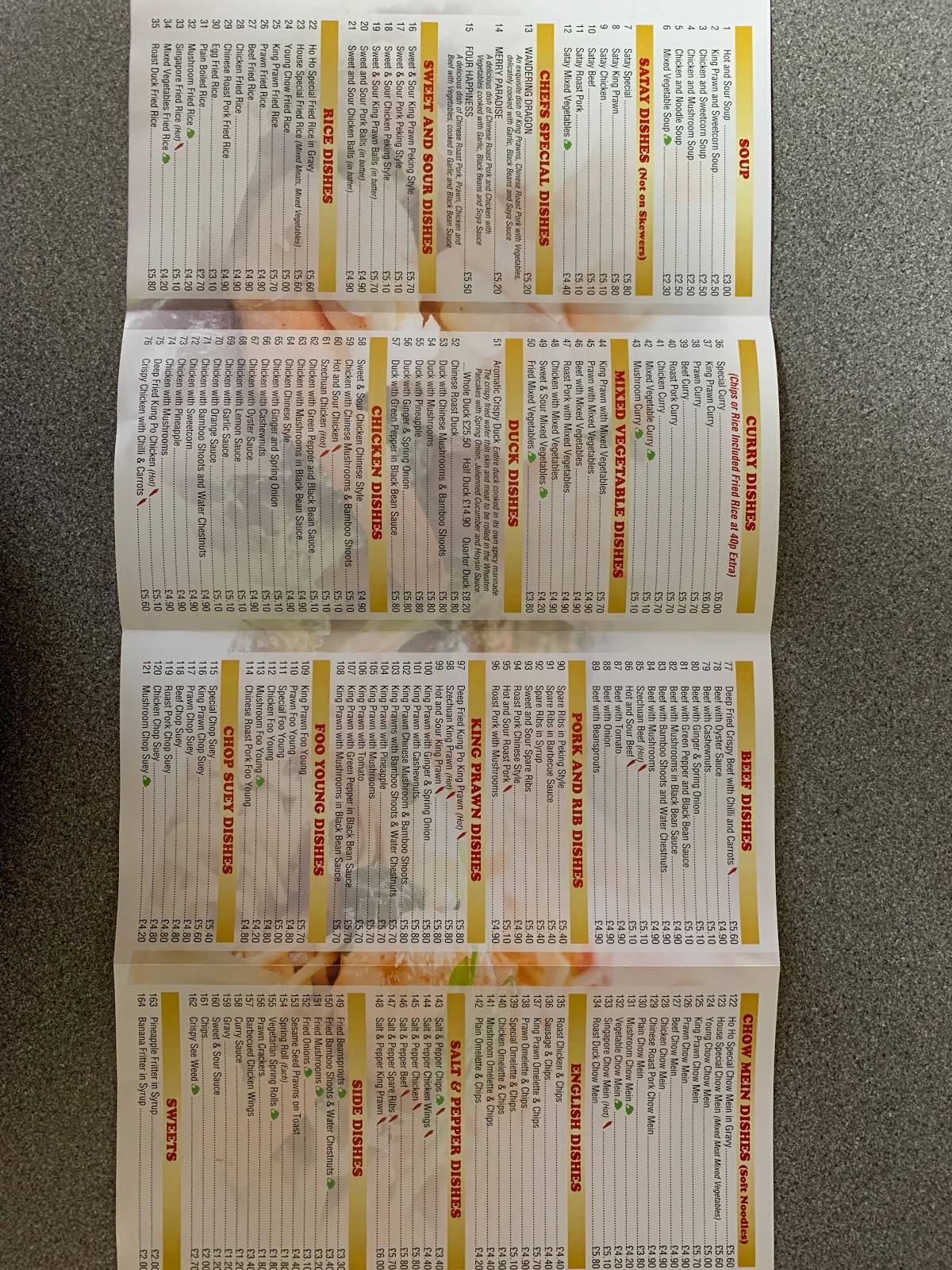 Menu at HoHo fast food, Wisbech