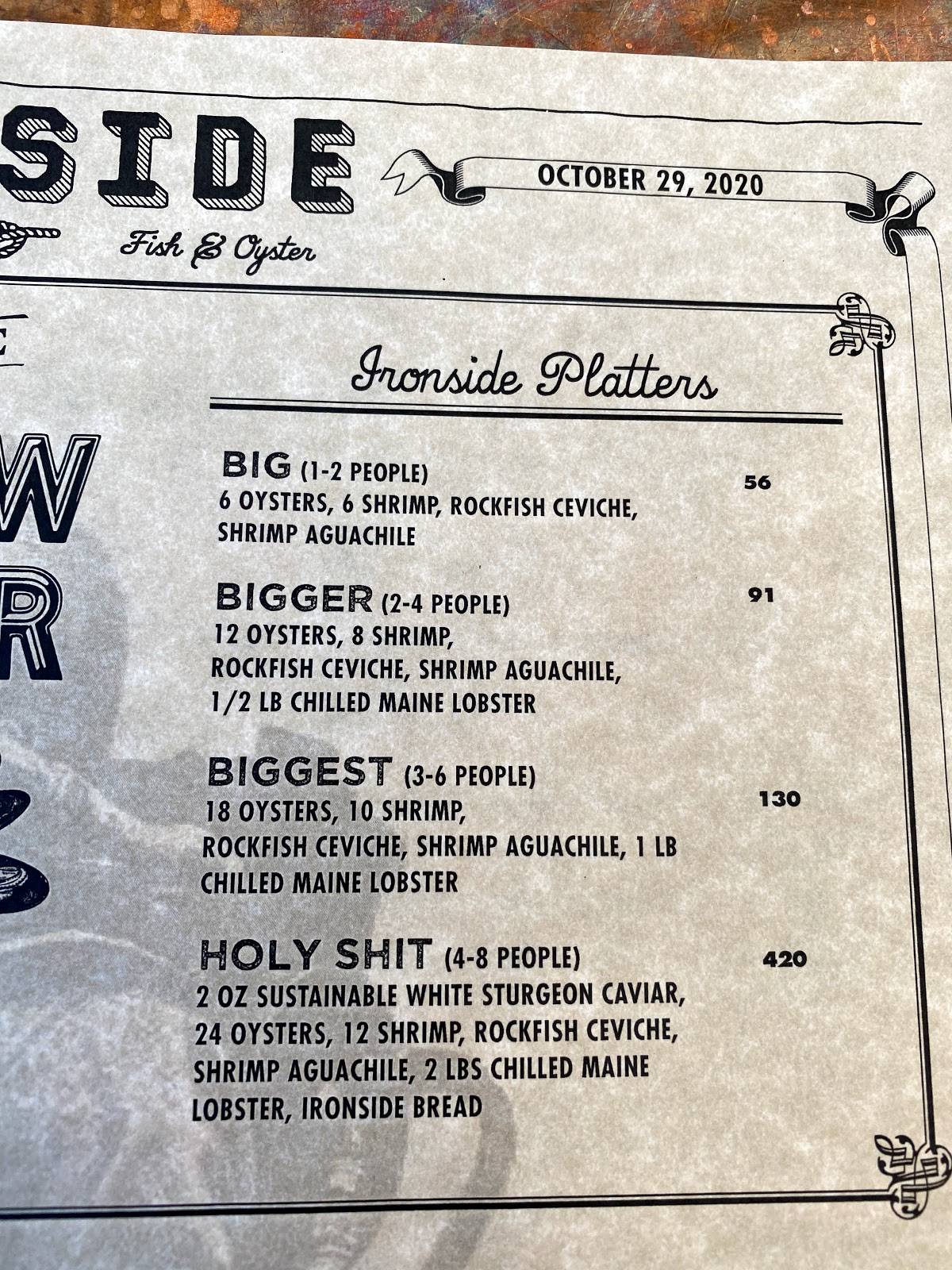 Ironside Fish And Oyster Menu - 1tte0q6