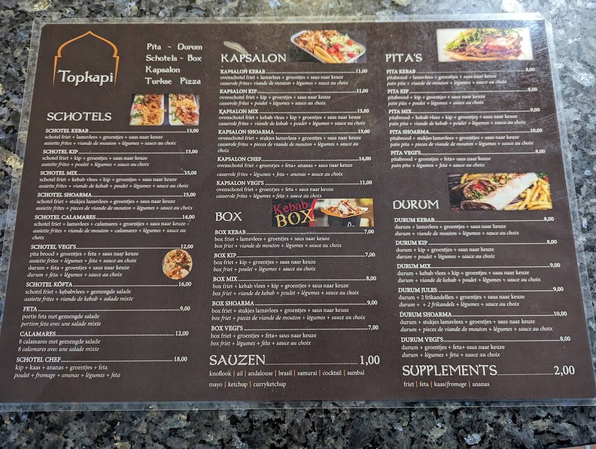 Menu Au Istanbul Kebap Coxyde