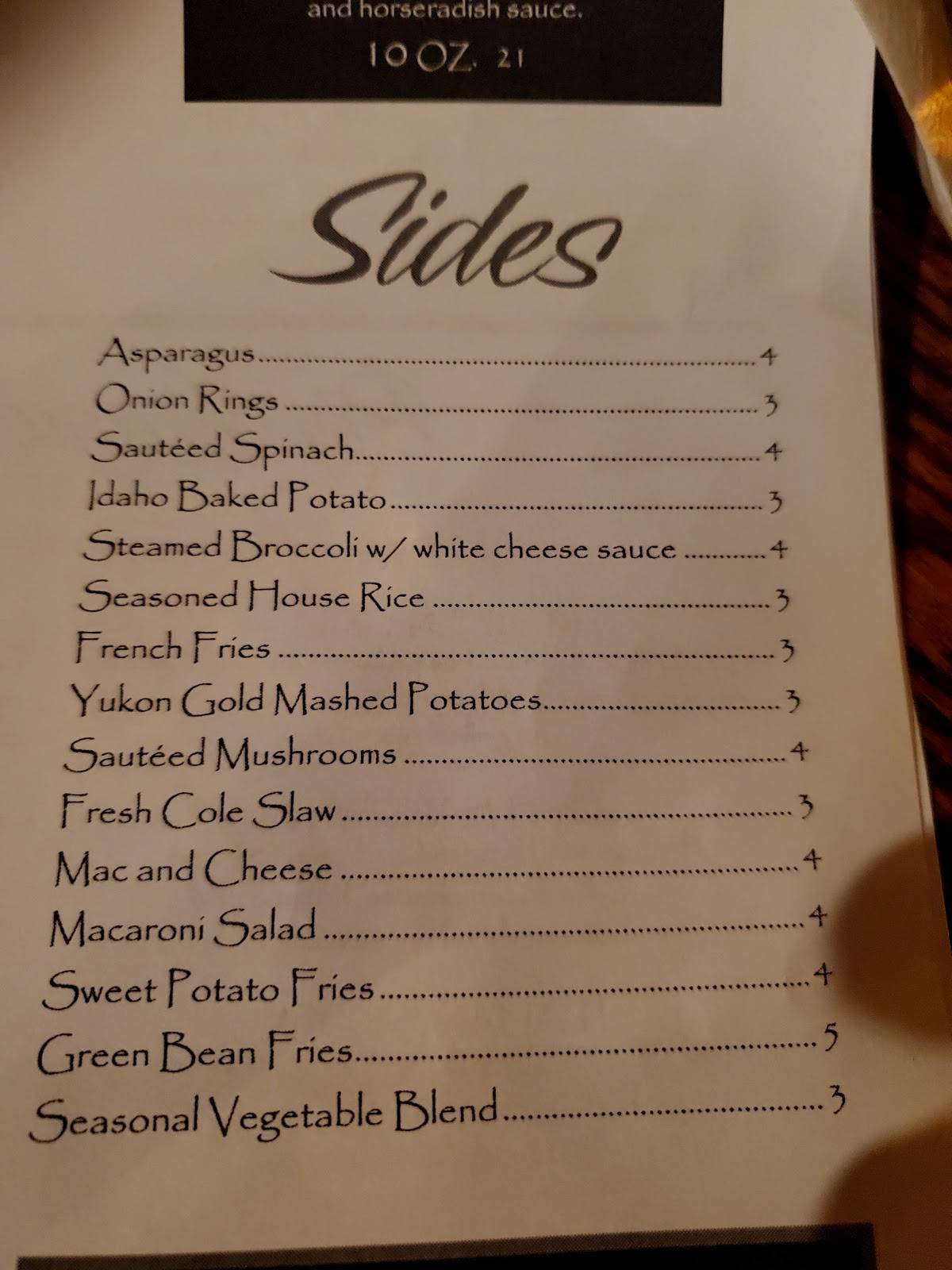 Menu at J.P. Henry's Restaurant, Parkersburg