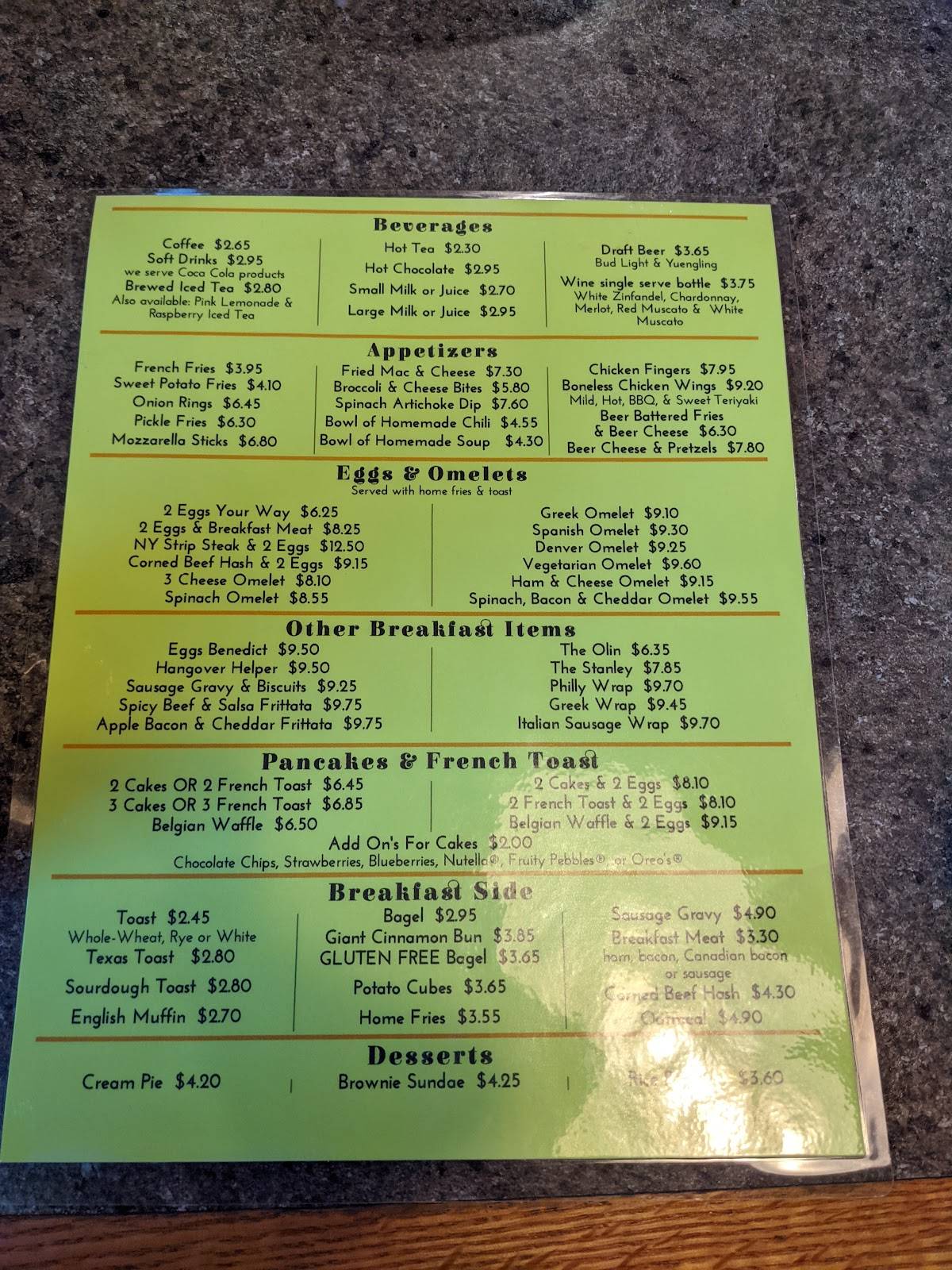 Menu at Jelly Beans restaurant, Painted Post, 319 S Hamilton St