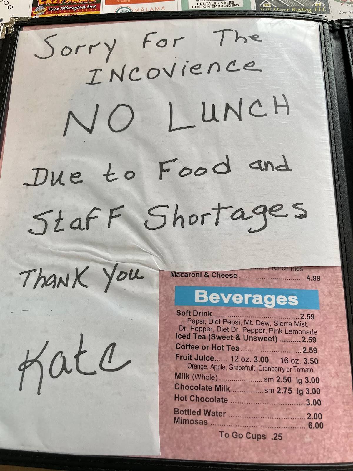Menu at Kate's Pancake House restaurant, Carolina Beach