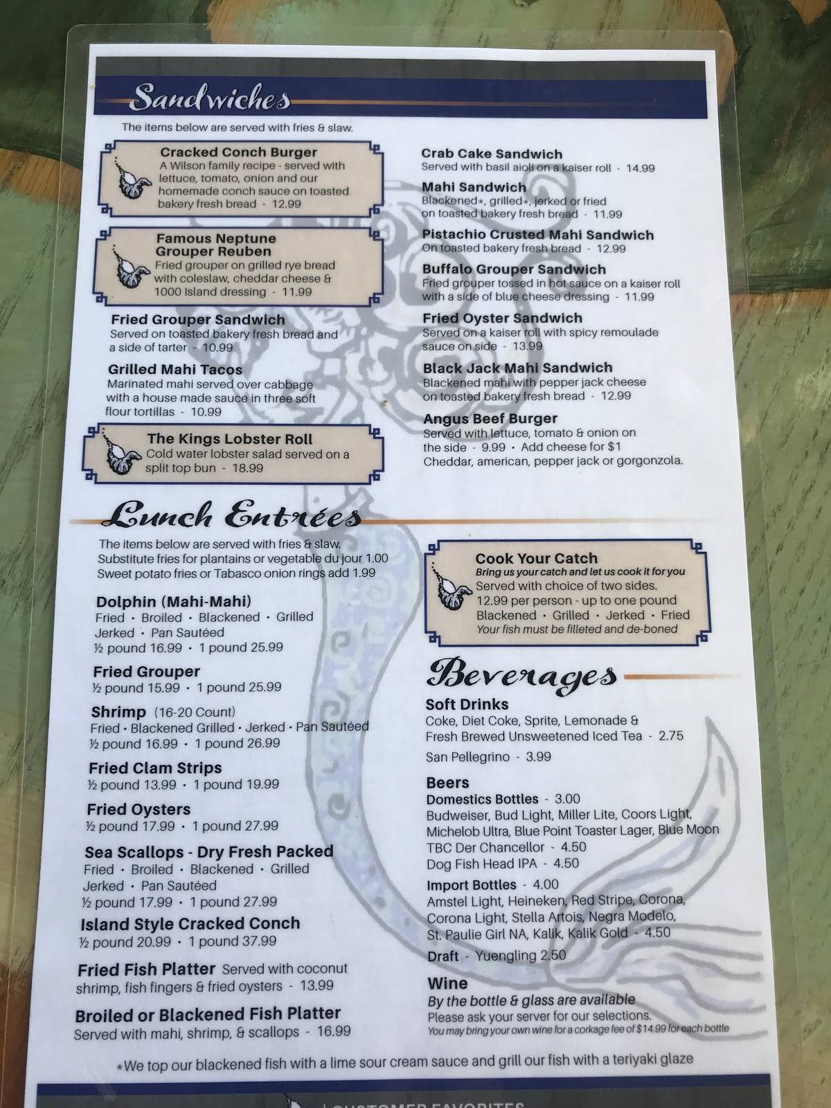Menu at King Neptune Restaurant, Stuart