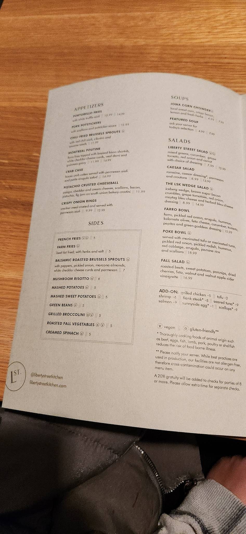 Menu at Liberty Street Kitchen restaurant, Pella