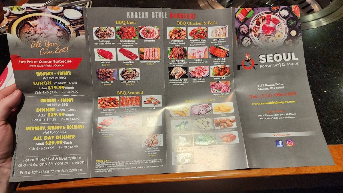 Carta de Seoul Korean BBQ & Hotpot, Mason