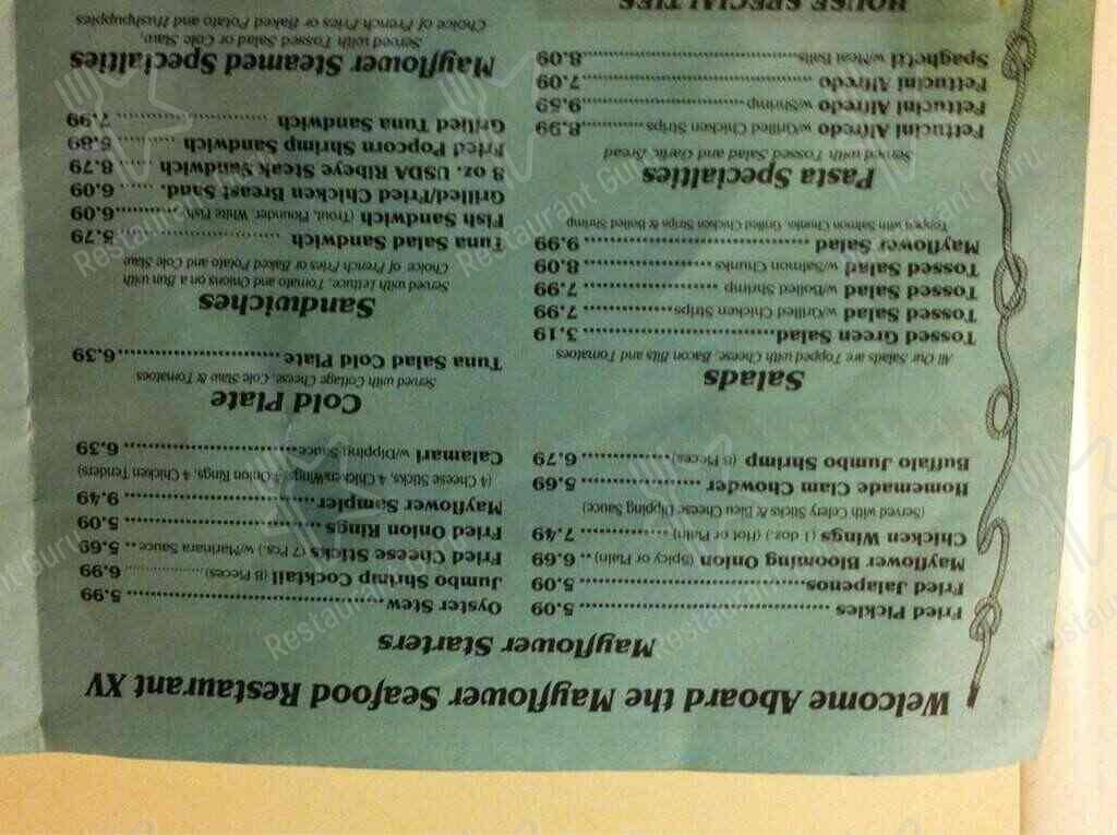 Menu at Mayflower Seafood Restaurant, Rocky Mount