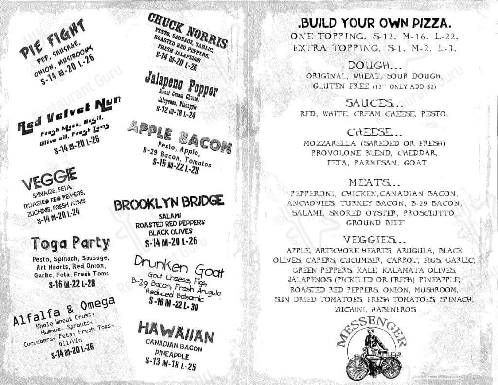 Messenger Pizza menu
