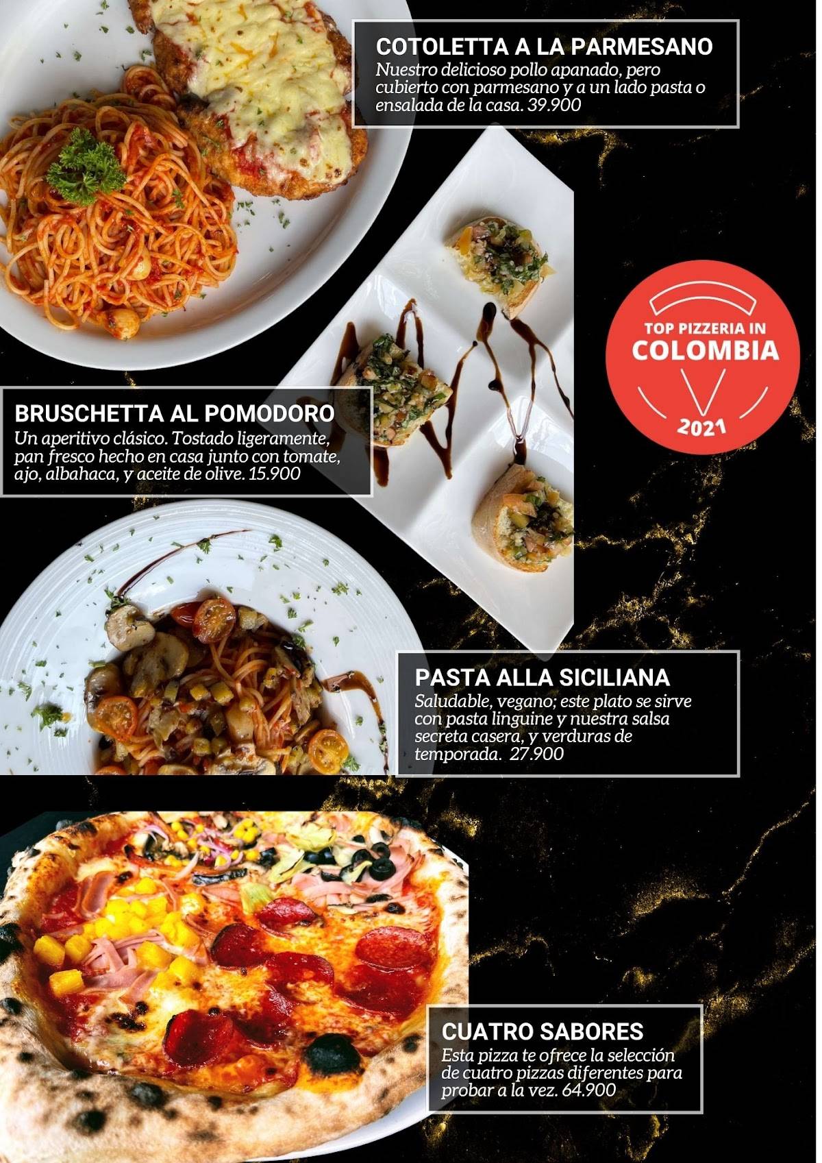 Carta del restaurante Na Pizza, Envigado