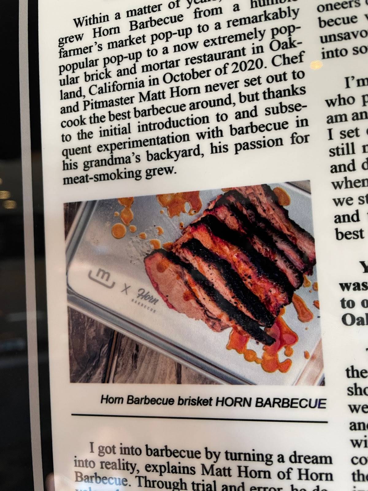 Menu at Horn Barbecue, Oakland, Mandela Pkwy