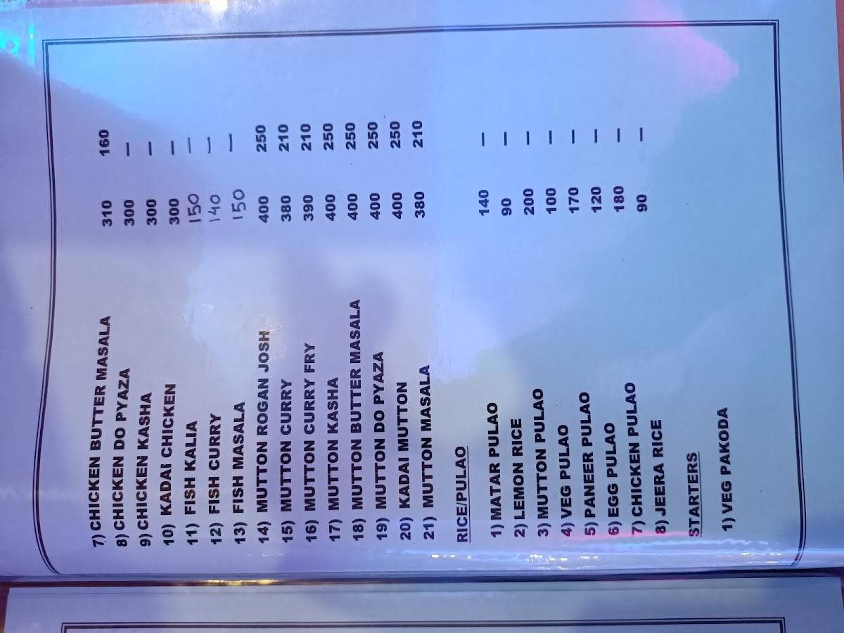 Menu at Oriental Meat & Eat Restaurant Narengi, Guwahati