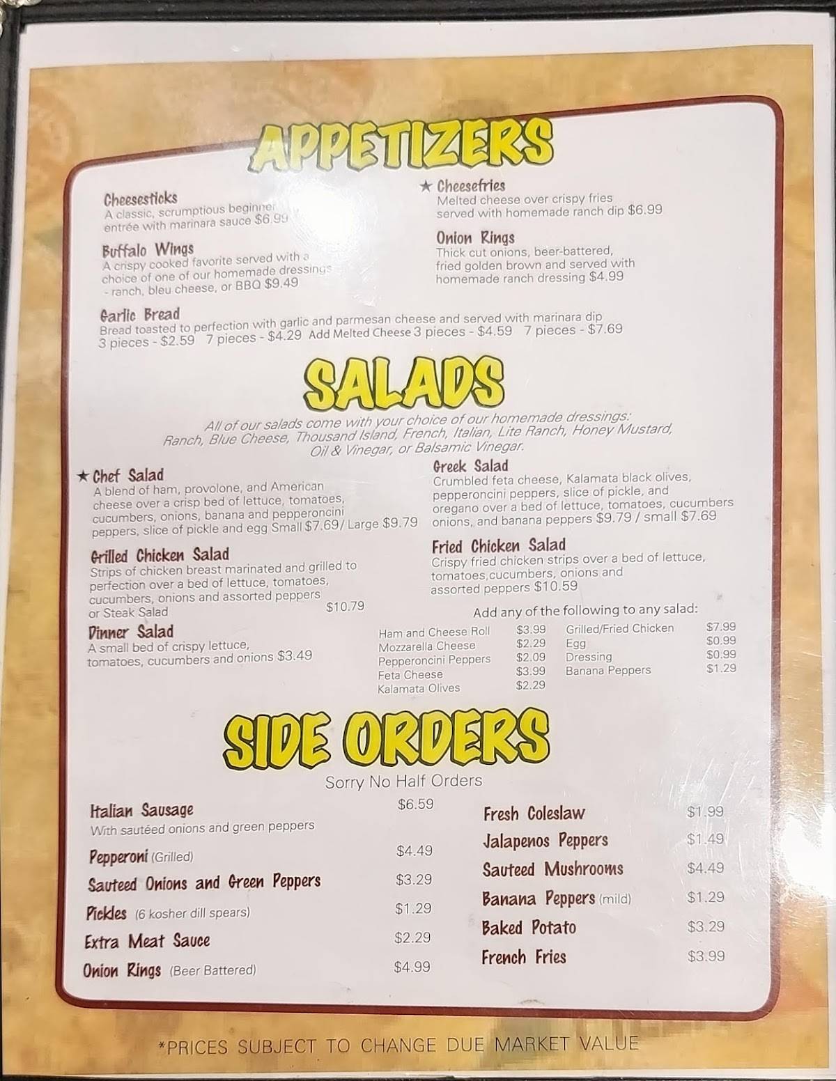 Menu at Pizza Palace Italian Restaurant, Fayetteville
