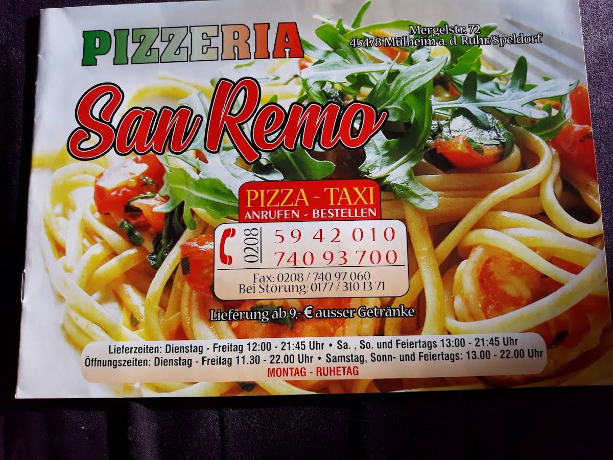 pizzeria san remo wohmbrechts speisekarte