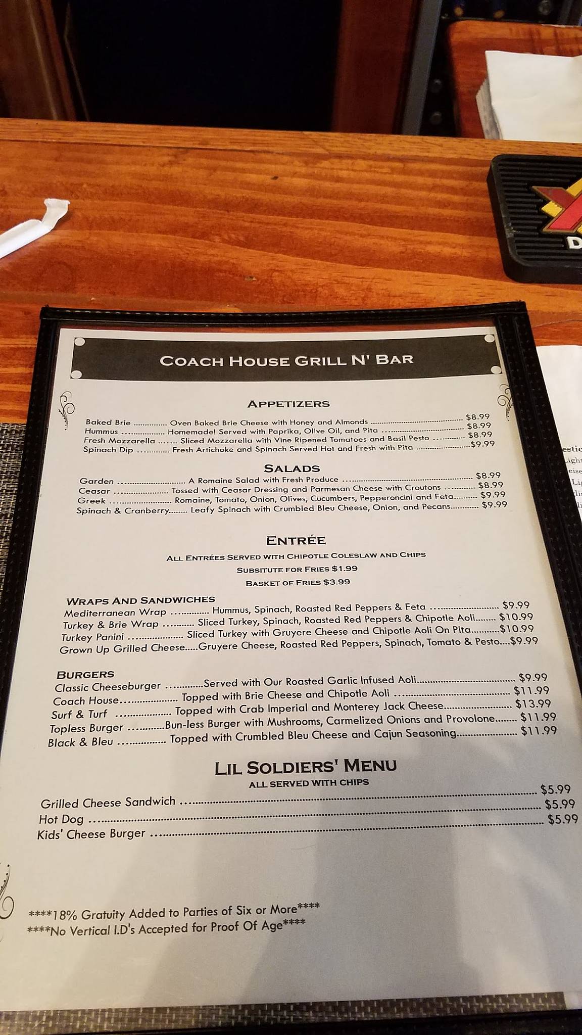 Menu at Coach House Bar & Grill, Harpers Ferry
