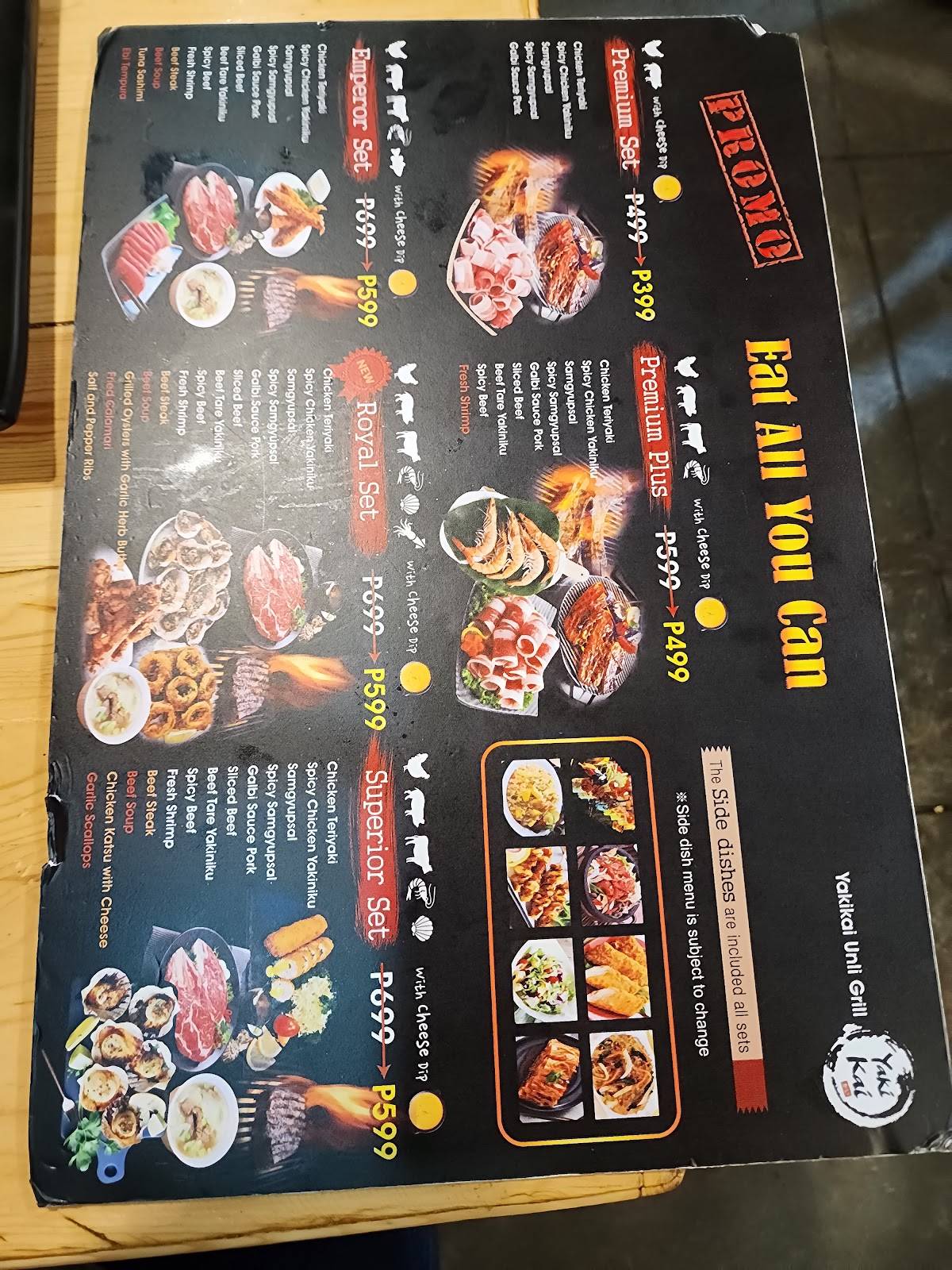 Menu at Yakikai Unli Grill restaurant, Quezon City