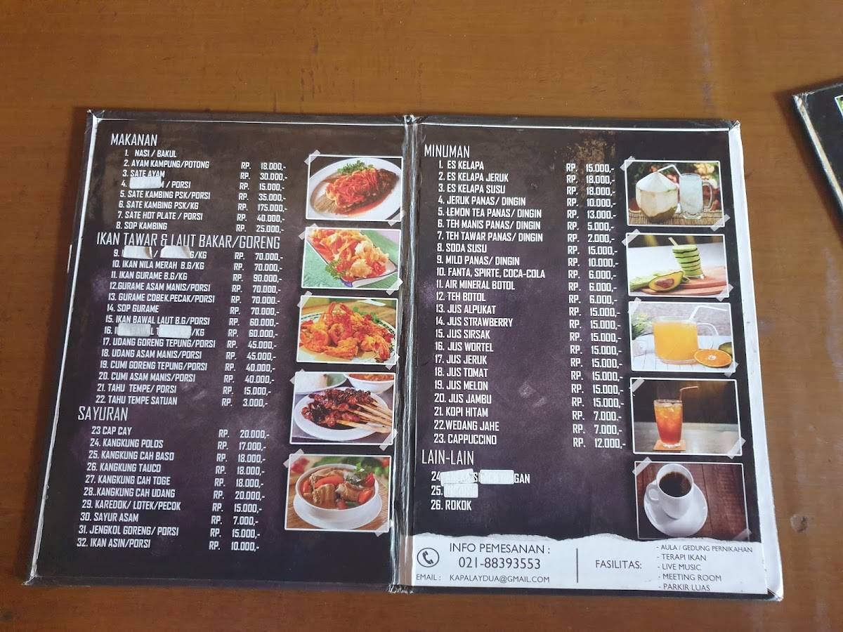 Menu at RM Kapalay Dua restaurant, Bekasi Regency