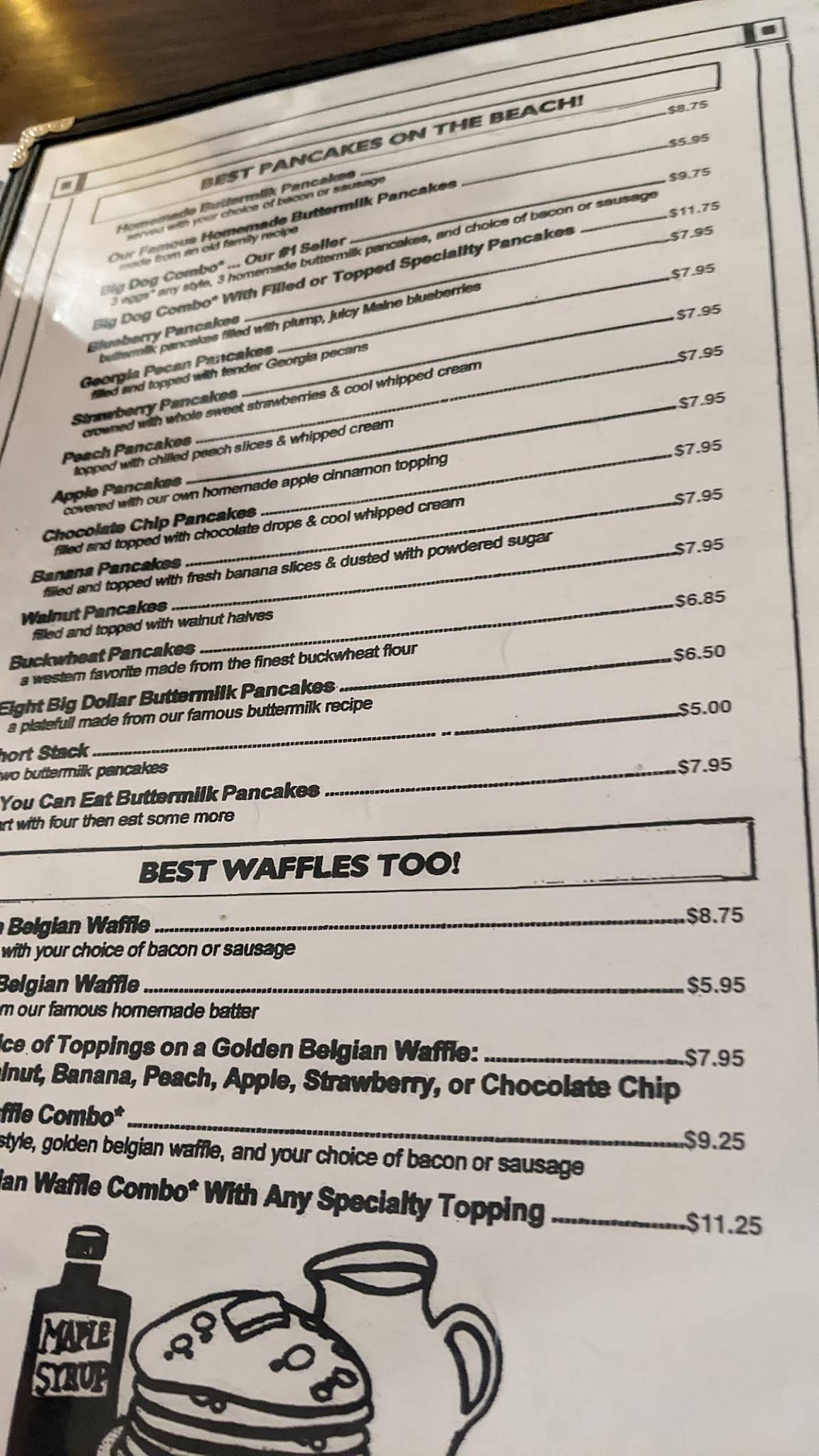 Menu at Golden Griddle Pancake House restaurant, North Myrtle Beach