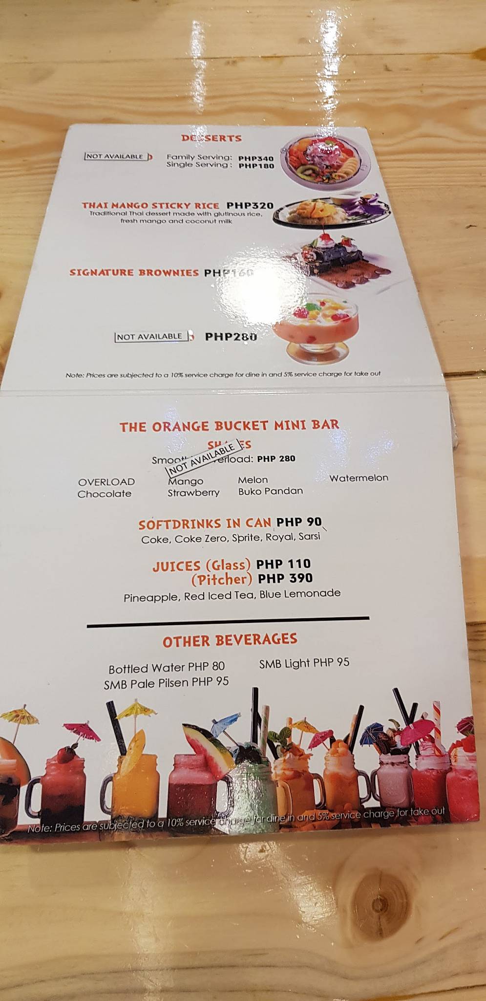 Menu at The Orange Bucket restaurant, Pasay