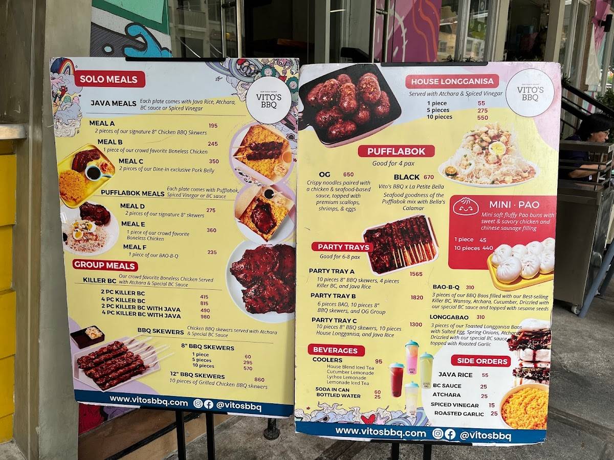 Menu at Vito's BBQ Forbestown BGC, Taguig