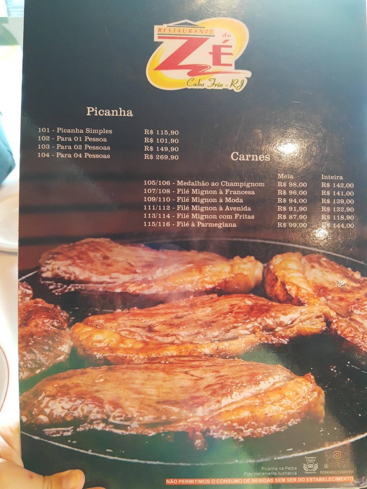 Menu em Zé da Picanha churrascaria, Cabo Frio