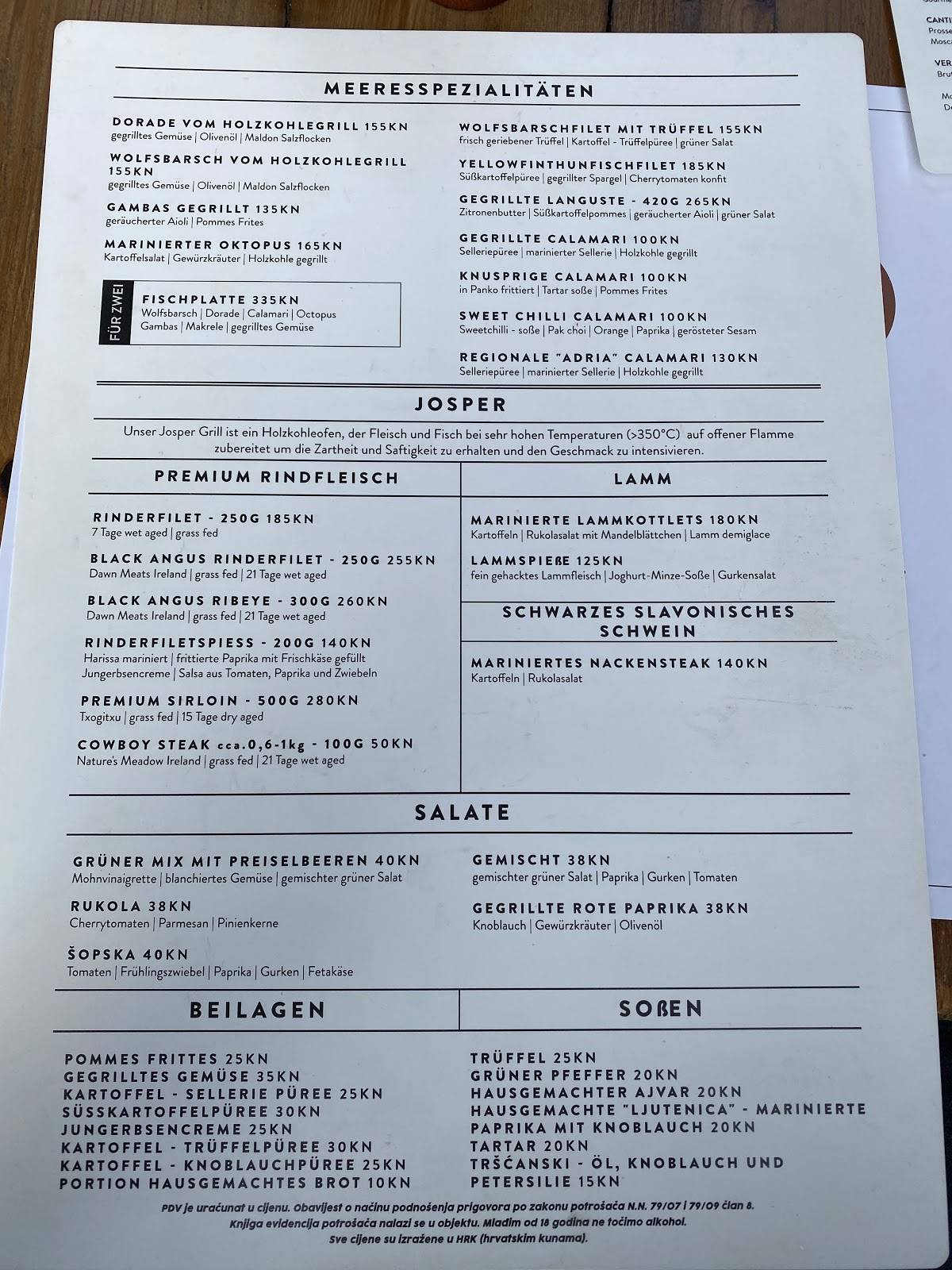 Menu at Salt & Pepper restaurant, Medulin