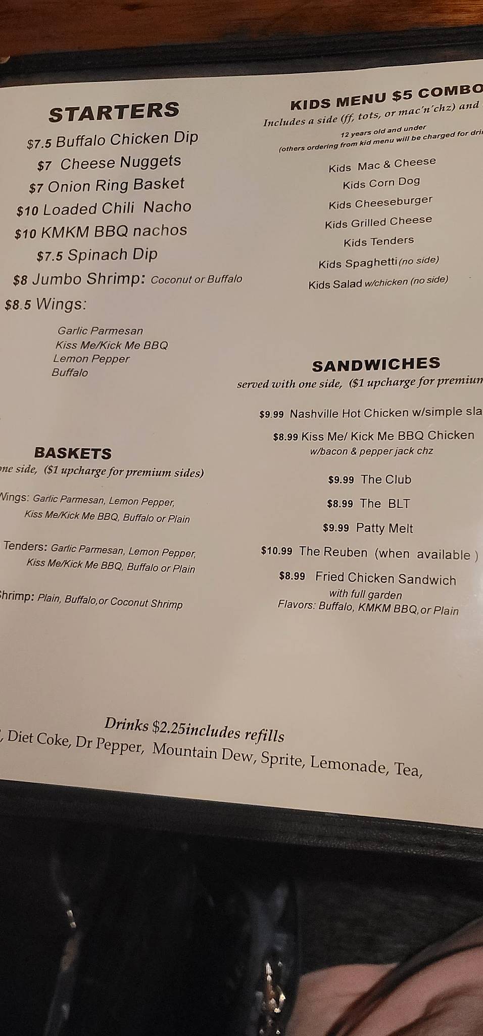 Menu at Salt and Pepper Grill restaurant, White Bluff
